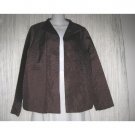 CL Carole Little Brown Ripple Textured Silk Open Front Tunic Jacket 12