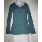 Jeanne Engelhart FLAX Shapely Teal Cotton Knit Tunic Top Shirt Jacket Petite P