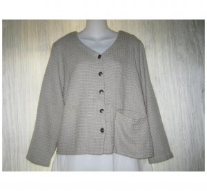 Jeanne Engelhart FLAX Boxy Oatmeal Linen Top Shirt Jacket Small S