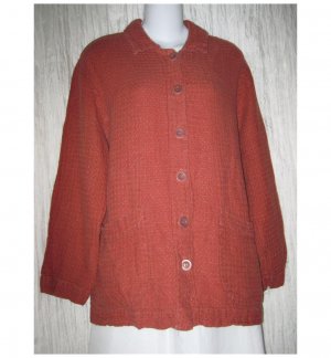 Jeanne Engelhart FLAX Russet Linen Tunic Top Shirt Jacket Medium M