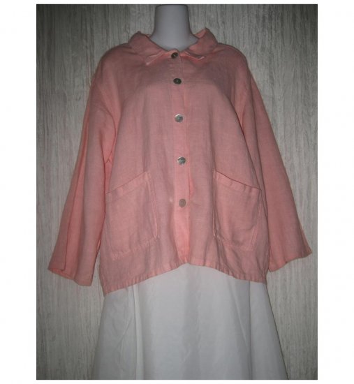 Focus Pink Linen Button Hem Tunic Top Shirt Jacket Small S