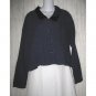 Cut Loose Blue Velvet Trim Shapely Linen Tunic Top Shirt Jacket Small S