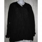 FLAX by Jeanne Engelhart Skirted Black Patch Jacket Tunic Top Medium M