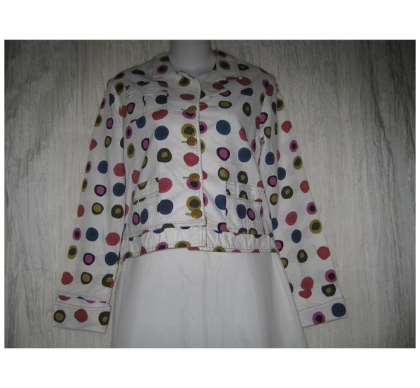 SOLITAIRE Shapely White Dots Cotton Button Jacket Small S