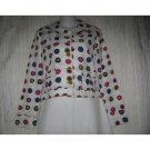 SOLITAIRE Shapely White Dots Cotton Button Jacket Small S