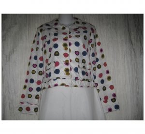 SOLITAIRE Shapely White Dots Cotton Button Jacket Small S