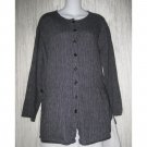 Jeanne Engelhart FLAX Black Striped Linen Skirted Button Shirt Tunic Top Petite P