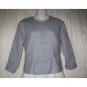 Jeanne Engelhart FLAX Shapely Gray Linen Button Shirt Top Petite P