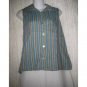 Jeanne Engelhart FLAX Striped Linen Button Shirt Tunic Top Petite P