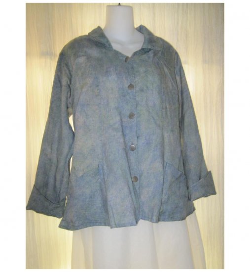 Jeanne Engelhart FLAX Watercolor Linen Button Shirt Jacket Small S