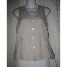 Jeanne Engelhart FLAX Natural Linen Button Shirt Tunic Top Small S