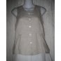 Jeanne Engelhart FLAX Natural Linen Button Shirt Tunic Top Small S
