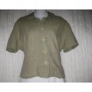 Jeanne Engelhart FLAX Natural Linen Button Shirt Tunic Top Small S