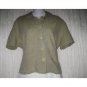 Jeanne Engelhart FLAX Green Linen Button Shirt Tunic Top Medium M