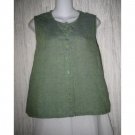 Jeanne Engelhart FLAX Green Linen Button Shirt Tunic Top Small S