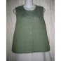 Jeanne Engelhart FLAX Green Linen Button Shirt Tunic Top Small S