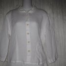 Jeanne Engelhart FLAX White Linen Button Shirt Tunic Top Small S