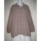 Jeanne Engelhart FLAX Brown Linen Button Shirt Tunic Top Large L