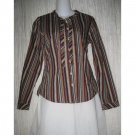 Solitaire Shapely Striped Cotton Button Shirt Tunic Top Small S