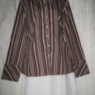 Solitaire Shapely Striped Cotton Button Shirt Tunic Top X-Large XL