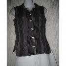 SOLITAIRE Shapely Black Linen Rayon Shirt Top Small S