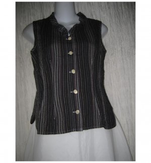SOLITAIRE Shapely Black Linen Rayon Shirt Top Small S