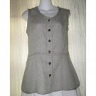 SOLITAIRE Shapely Green Linen Crossweave Shirt Top Medium M