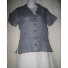 SOLITAIRE Shapely Blue Linen Crossweave Shirt Top X-Small XS