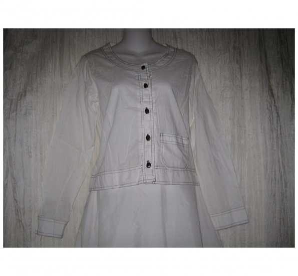 SOLITAIRE Shapely White Cotton Button Shirt Top Small S