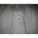 SOLITAIRE Shapely White Cotton Button Shirt Top Small S
