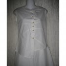 Neesh by D.A.R. Asymmetrical Shapely White Cotton Button Shirt Top Small S