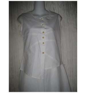 Neesh by D.A.R. Asymmetrical Shapely White Cotton Button Shirt Top Small S