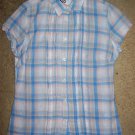SO JEANS Blue Plaid Blouse MEDIUM Girls 10-12