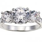 NEW 3 Stone Cubic Zirconia Anniversary Ring Silvertone Size 10 3K total weight  ~FREE SHIPPING~
