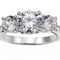 NEW 3 Stone Cubic Zirconia Anniversary Ring Silvertone Size 10 3K total weight  ~FREE SHIPPING~