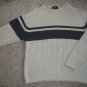 EDDIE BAUER Tan and Gray Striped Sweater Mens LARGE