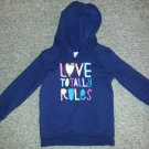 CIRCO Navy Blue Hooded LOVE TOTALLY RULES Sweatshirt Top Girls Size 4-5 (#997)
