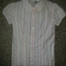AMY BYER Sparkly Pink Striped Button Front Seersucker Shirt Girls size 6 (#1001)