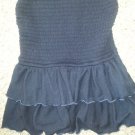 HOLLISTER Navy Blue Smocked Strapless Tiered Top Ladies SMALL