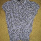 SAM & MAX Semi Sheer Purple Ruffled Short Sleeved Top Ladies LARGE