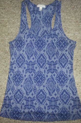 DELiA&acirc;��s Blue Paisley Print Racer Back Tank Top Ladies Small