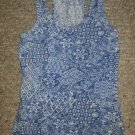 WET SEAL Blue Print Racer Back Tank Top Ladies Small