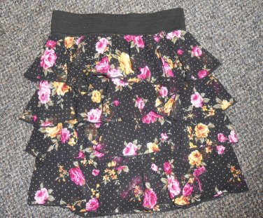 JOE BENBASSET Floral Print Ruffled Boho Layered Skirt Ladies SMALL