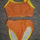 CIRCO Orange Striped Big Daisy Bathing Suit Girls Size 18 months