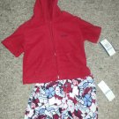 NWT Tropical Print Trunk Bathing Suit and Red Hooded Cover Up Boys 6-9 months