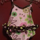 FLAP HAPPY Pink and Brown Floral Bathing Suit with Diaper Cover Girls 6 months