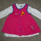2 DRESSES IN ONE Pink POOH Jumper and Floral Long Sleeved Dress 24 months (#994)