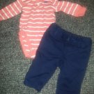 CARTER’S Striped Bodysuit Top and BABY GAP Navy Chinos Boys 3 months