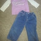 JUMPING BEANS Purple Princess Top FADED GLORY Denim Jeans Girls Size 2T