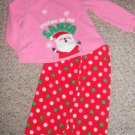 CARTER’S Pink Polka Dot Staying Up For Santa Fleece Pajamas Girls 18 months